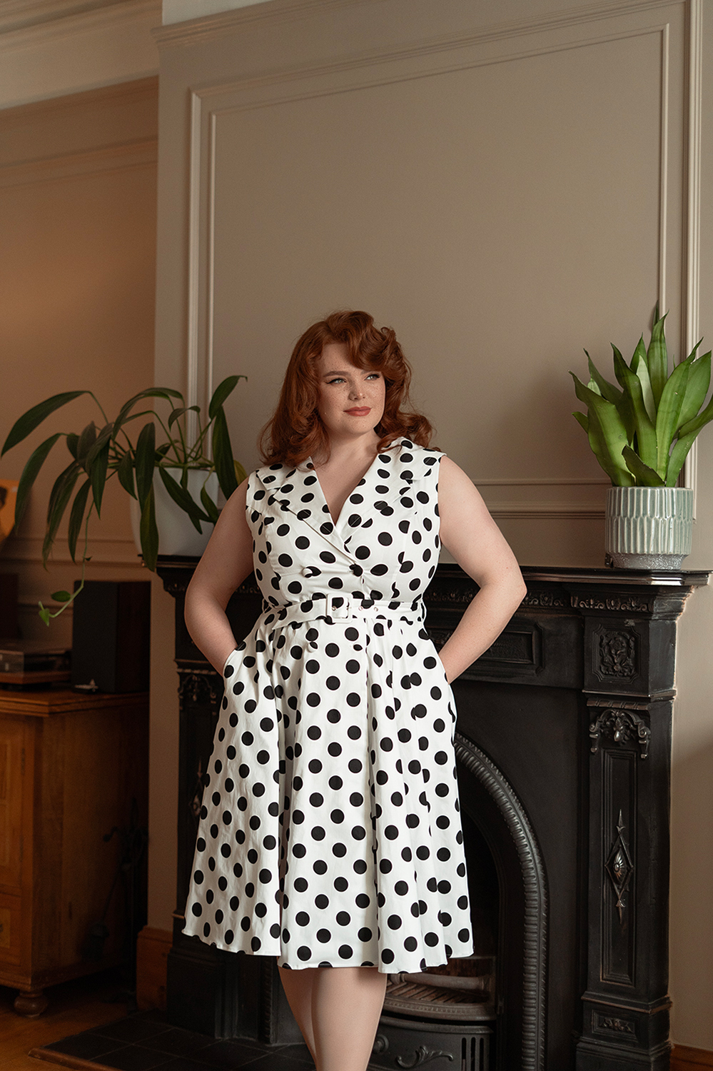 Clarissa Polka Dot Swing Dress in Extended Sizing